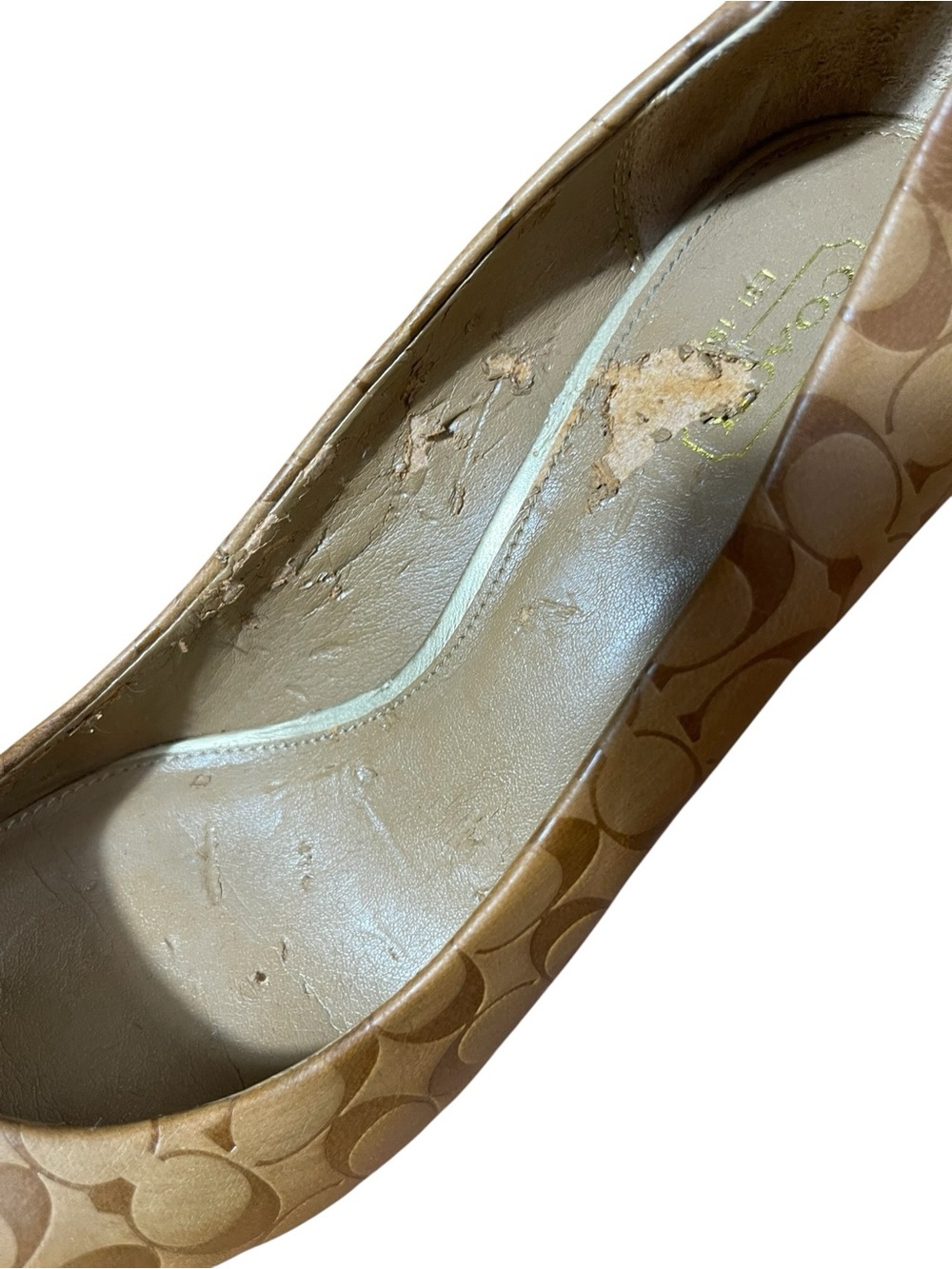 Coach Nataasha Signature Monogram Heels Tan Leather Pumps Size 10B Classic Work - Picture 5 of 12